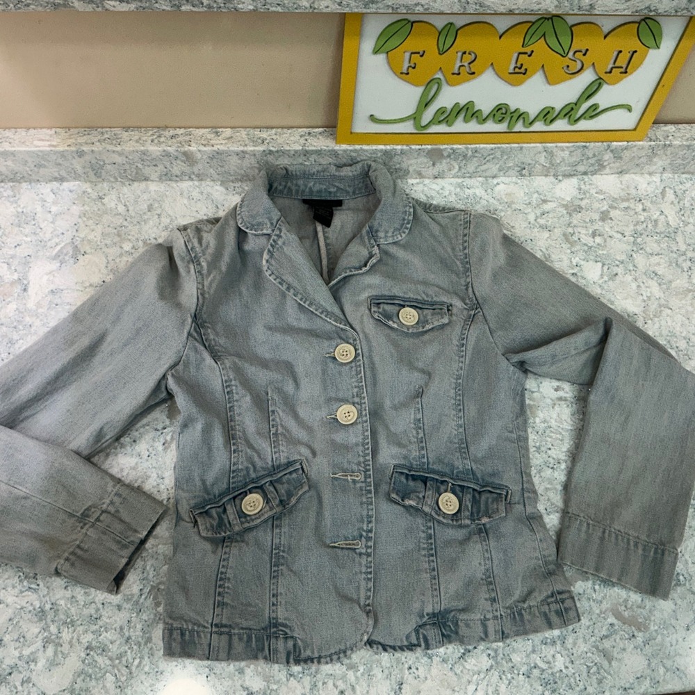 The Limited Denim Jacket Small Light Wash Single Breasted Y2K Fitted Blazer